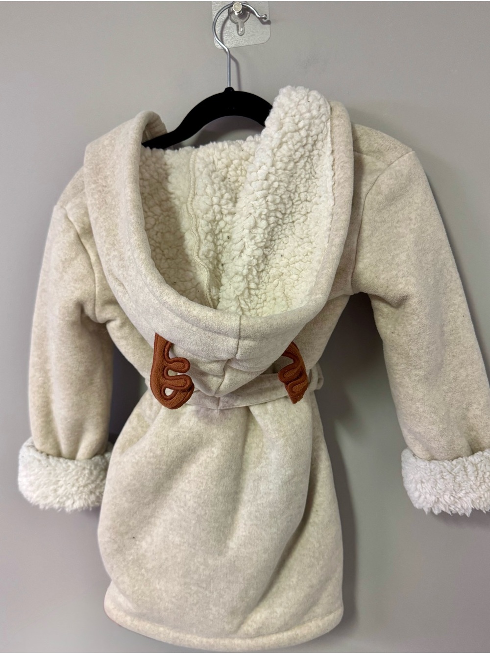 Cozy Cream Sherpa-Lined Kids Hooded Housecoat